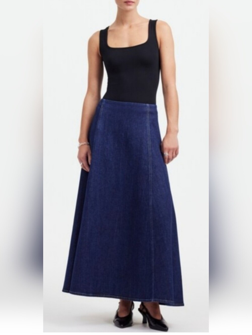 Alexa Chung for Madewell FIRE! NWT! Denim Flare Midi Skirt in Pellson Wash. 24